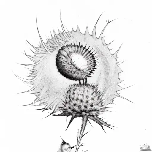 swallow carrying thistle tattoo design idea