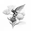swallow with thistle tattoo design idea
