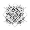 A Celtic knotwork design incorporating elements of Valhalla tattoo design idea