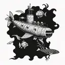 Submarine tattoo design idea