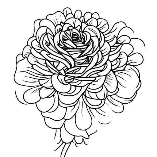 rose chrysanthemum stem cursive tattoo design idea