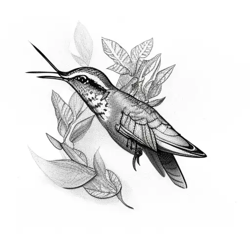 half humming bird half buck tattoo design idea