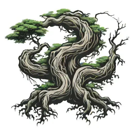 tree growing roots tattoo design idea
