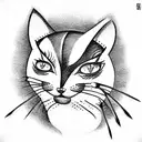 Cat hat dagger prison tattoo design idea