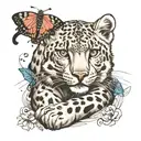 snow leopard with butterfly wings tattoo design idea