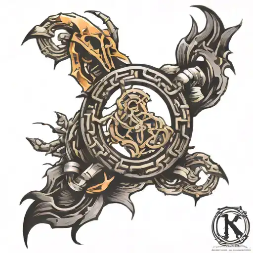 broken chain tattoo design idea