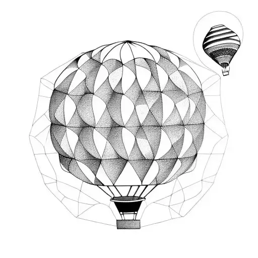 hot air balloon and an hourglass  tattoo design idea