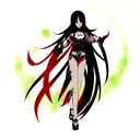 black Neo tribal tattoo; anime girl with red eyes tattoo design idea
