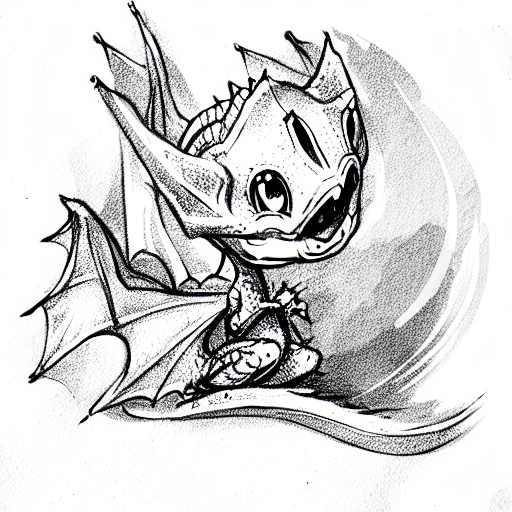 cute baby dragon tattoo design idea