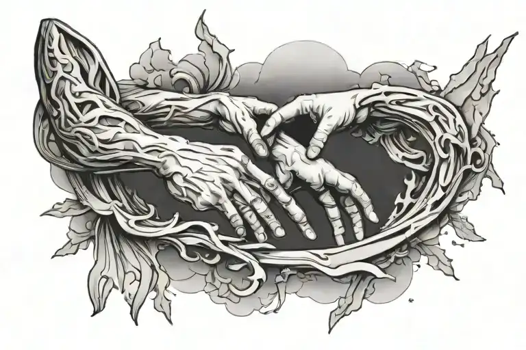 creation of Adam faith deconstruction  tattoo design idea