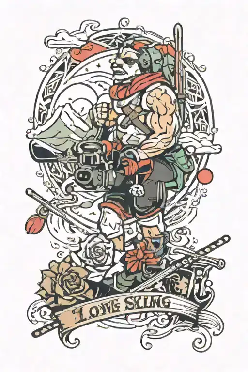 i love skiing bartending weightlifting and my friends tattoo design idea