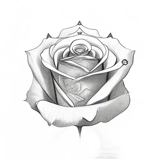 Queen Crown, roses lying below only tattoo design idea