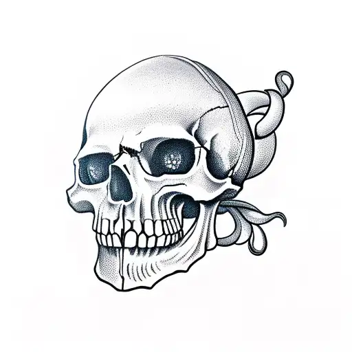 skull with jester hat on tattoo design idea