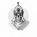 skull with jester hat on tattoo design idea