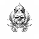 skull with jester hat on tattoo design idea