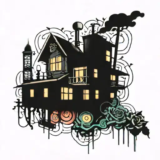 graffiti, spray can lights and buildings   tattoo design idea