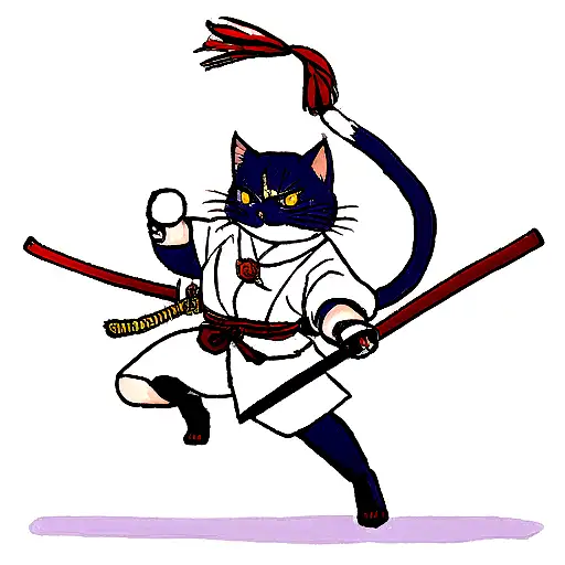 Cat Samurai japan tattoo design idea