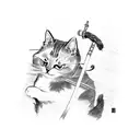 Cat Samurai japan tattoo design idea