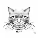 Cat Samurai japan tattoo design idea