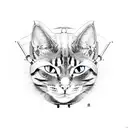 Cat Samurai japan tattoo design idea