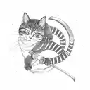 Cat Samurai japan tattoo design idea