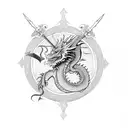 dragon wrapping around sword  tattoo design idea