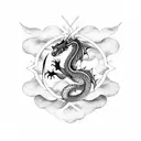 dragon wrapping around sword  tattoo design idea