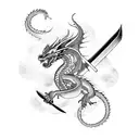 dragon wrapping around sword  tattoo design idea