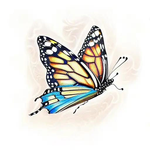 monarch butterfly with dark features and bold and beautiful patterns tattoo design idea