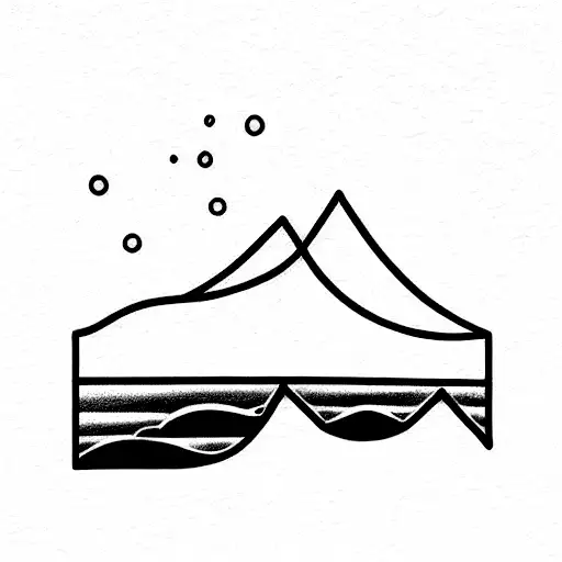 ocean and mountain tattoo design idea
