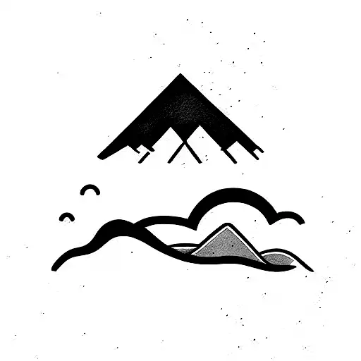 broken love and mountains tattoo design idea