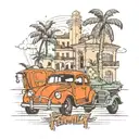 tattoo that has music monuments of Italy the word family Casa de Campo of Dominican Republic palm tree cars motocross fe tattoo design idea