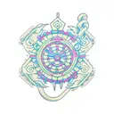 A candlestick chart forming the silhouette of Luffy's iconic straw hat tattoo design idea