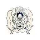 A candlestick chart forming the silhouette of Luffy's iconic straw hat tattoo design idea