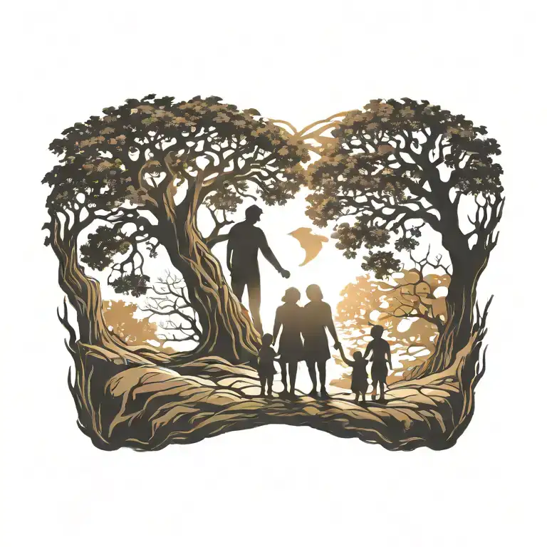 family tree son daughter holding hands tattoo design idea