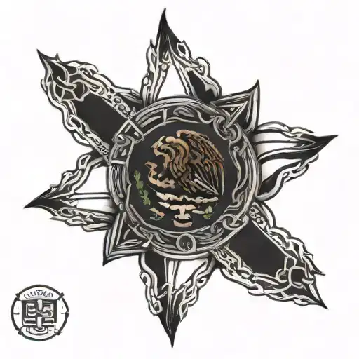 mexican flag american flag   intertwined within tattoo design idea