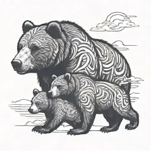 Dad bear son bear daughter bear tattoo design idea
