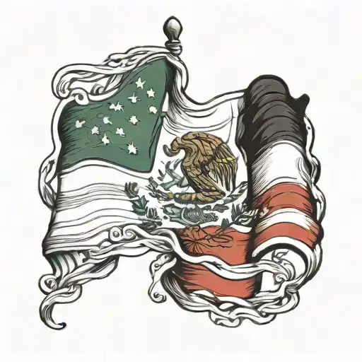 mexican flag american flag   intertwined within tattoo design idea