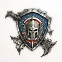 patriotic American flag with spartan shield tattoo design idea