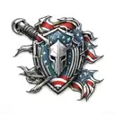 patriotic American flag with spartan shield tattoo design idea