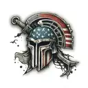 patriotic American flag with spartan shield tattoo design idea