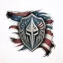 patriotic American flag with spartan shield tattoo design idea