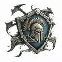 flag with spartan shield tattoo design idea