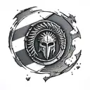 flag with spartan shield tattoo design idea