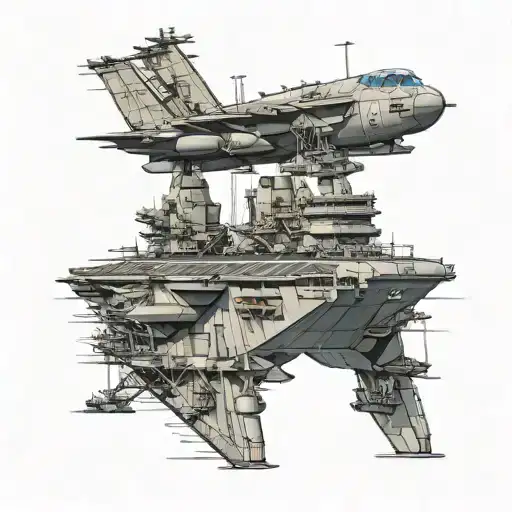 USS Carl Vinson aircraft carrier side view tattoo design idea