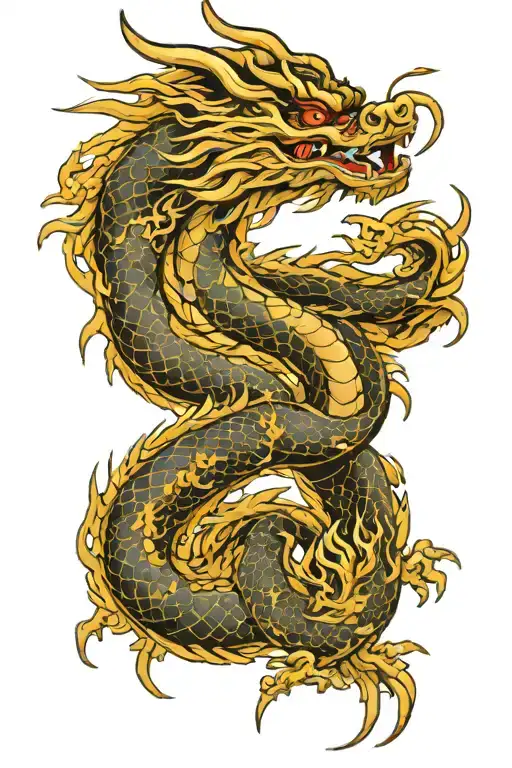traditional irezumi dragon front facing tattoo design idea