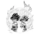 Goku con gohan de niño, mas un texto que diga "hazlo por él"  tattoo design idea