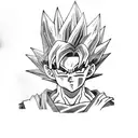 Goku con gohan de niño, mas un texto que diga "hazlo por él"  tattoo design idea