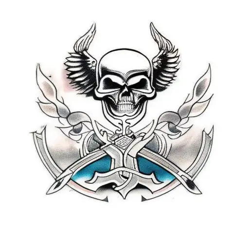 Odin symbol and skull tattoo design idea