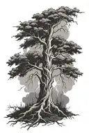 tree with lightning bolt striking tattoo design idea